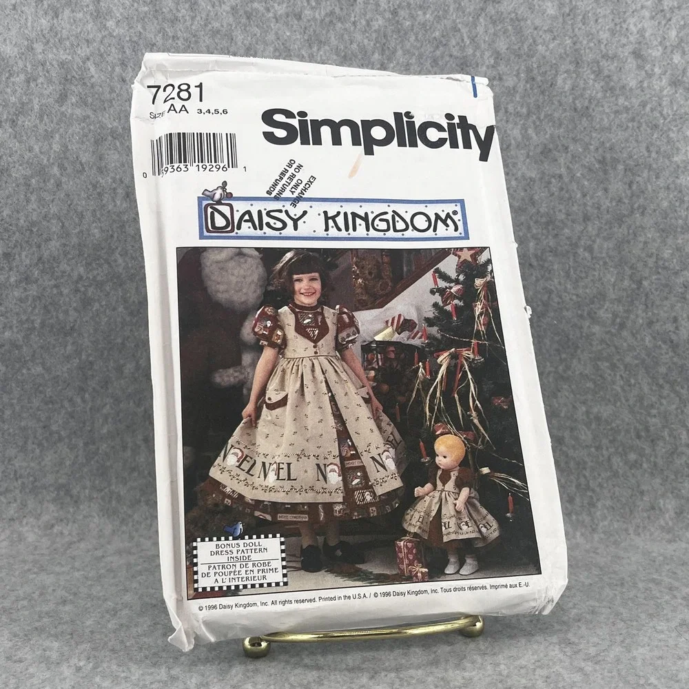 Uncut 7281 Daisy‎ Kingdom Child Dress Simplicity Girls 3-6 Pinafore Doll Pattern